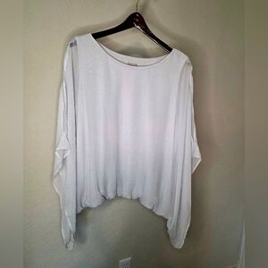Chico’s Light Grey Sheer Slit Sleeve Poncho Top Size 3 (XL/16-18)